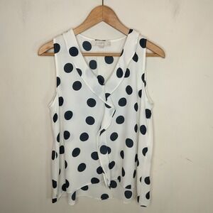 LOFT Sleeveless Polka Dot Top Ruffled Tank